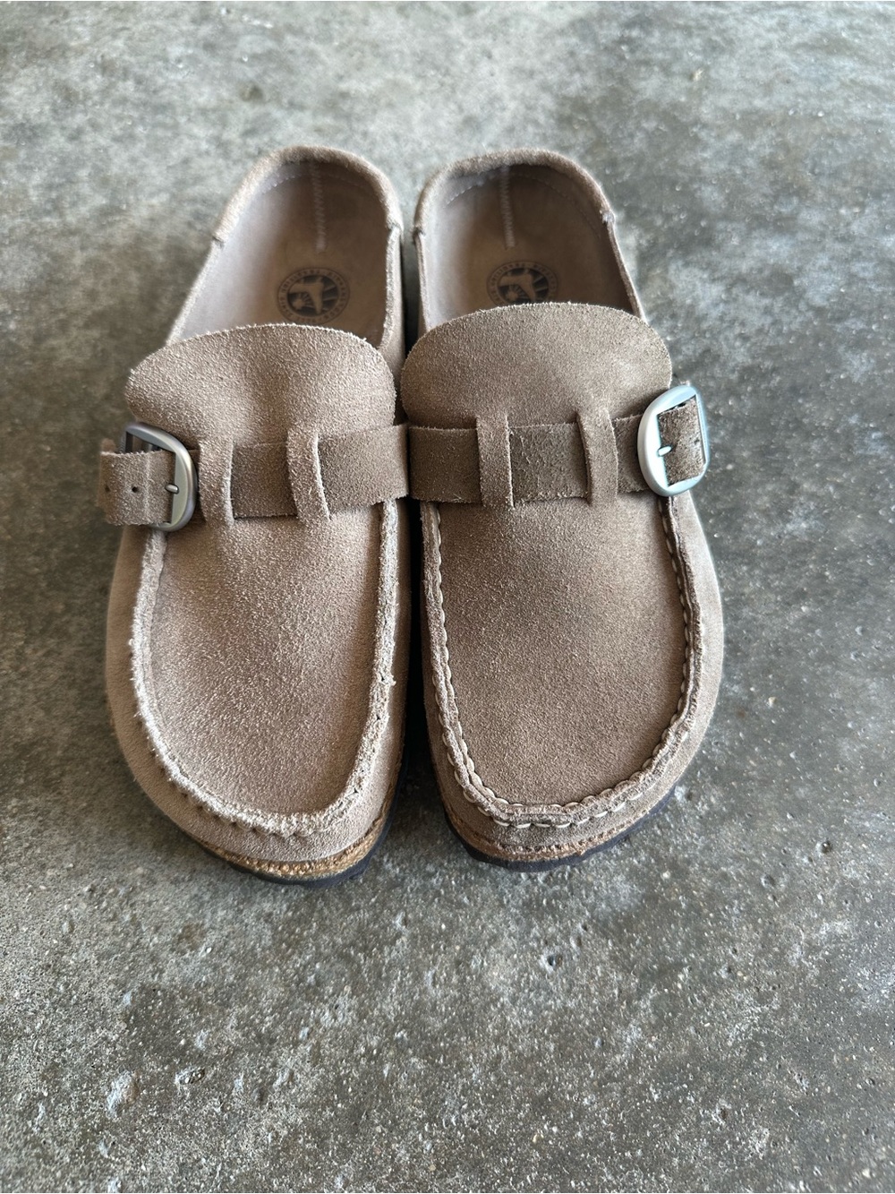 Women’s Birkenstock Buckley Suede Slip-On Loafers in Taupe size 37